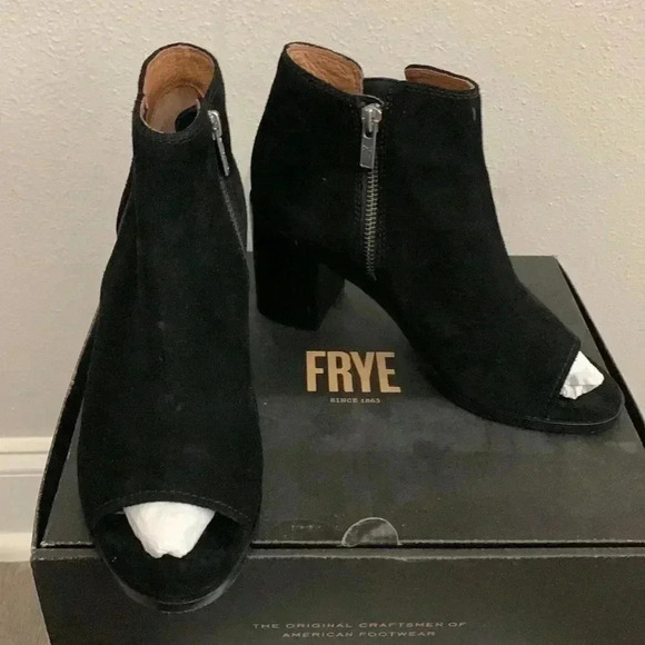 FRYE Women’s Danica Chelsea Open Toe Booties Black - Picture 5 of 9